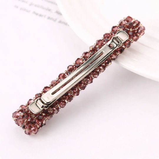 Elegant Hair Clips Accessories Crystals Beads Plum Purple Tolindo