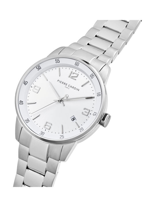 Pierre Cardin Herrenuhr 40mm Batterie mit Silber Metallarmband
