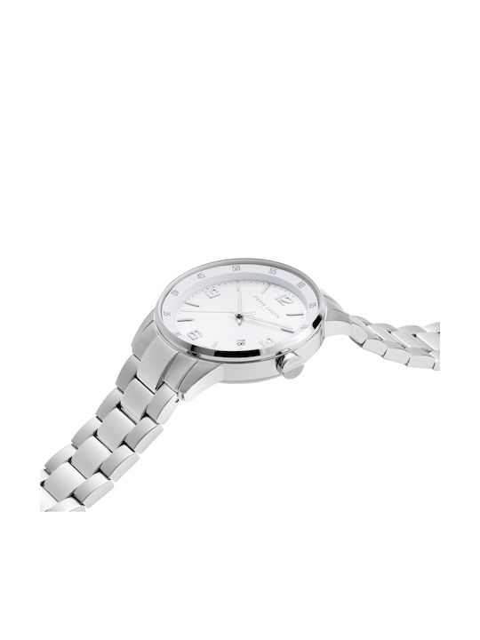 Pierre Cardin Herrenuhr 40mm Batterie mit Silber Metallarmband