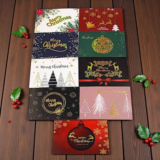 Set 9 Pieces Christmas Greeting Cards 12cm 1epx3012