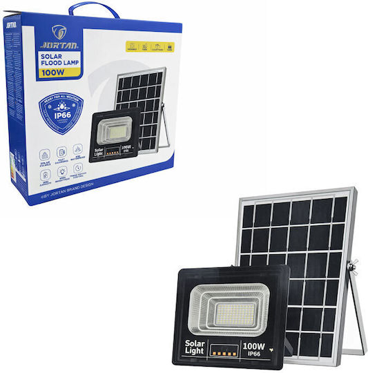 Jortan Wasserdicht Solar LED Flutlicht 100W Kaltweiß 6500K mit Fernbedienung IP66