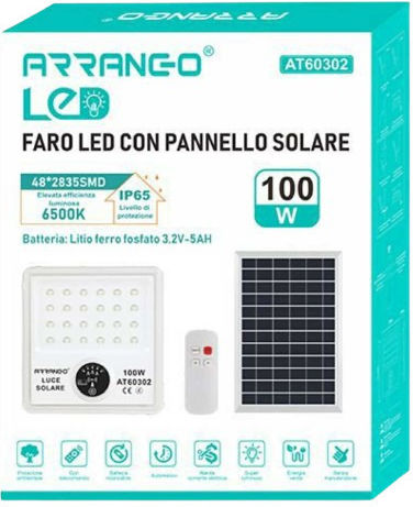 Waterproof Solar LED Floodlight 100W with Remote Control IP65