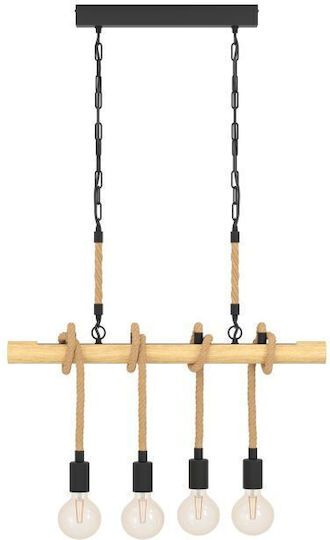 Eglo Youngstown Pendant Light Beige with Rope for 4 Bulbs E27 70cm