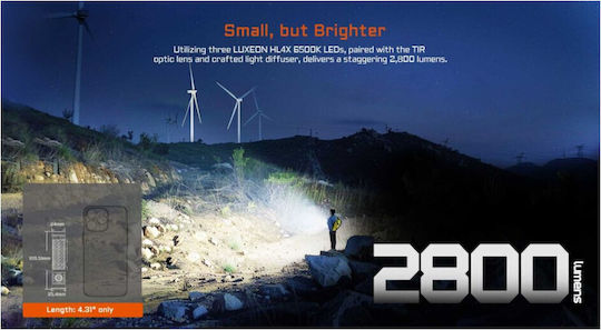 Acebeam Επαναφορτιζόμενος Φακός LED IP68 με Μέγιστη Φωτεινότητα 2800lm