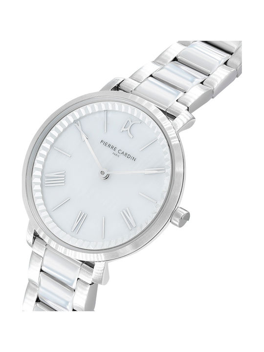 Pierre Cardin Γυναικείο Ρολόι 32mm Μπαταρίας με Ασημί Μεταλλικό Μπρασελέ