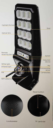 Jortan Waterproof Solar Street Light Cool White Light Ip66 Built-in Ip Camera