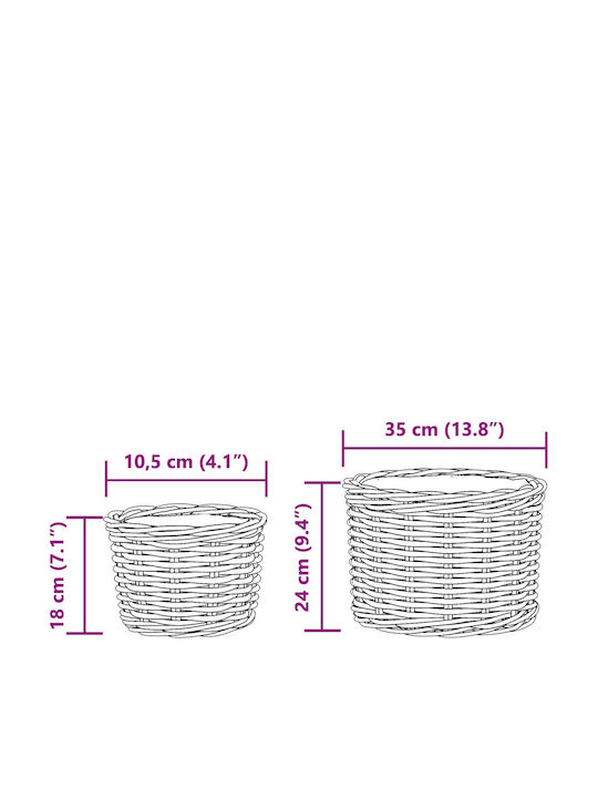 vidaXL Κασπώ Rattan Καφέ 2τμχ