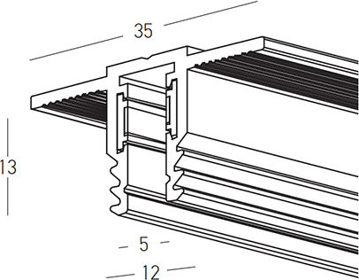 Magnetic Rail Trimless Track 5mm N 2504-w