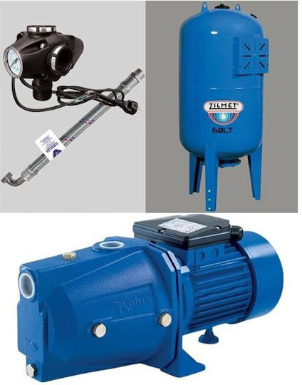 Plus 303537 Einphasig Wasserdruckpumpe mit Vertikal Behälter 60 Liter 1.5hp