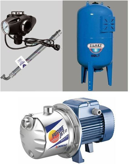 Pedrollo MONTAJ JCRm 2A + Cu o singură fază Pompa de presiune pentru apă cu rezervor Comerț electronic de 80lt litri 1.25hp