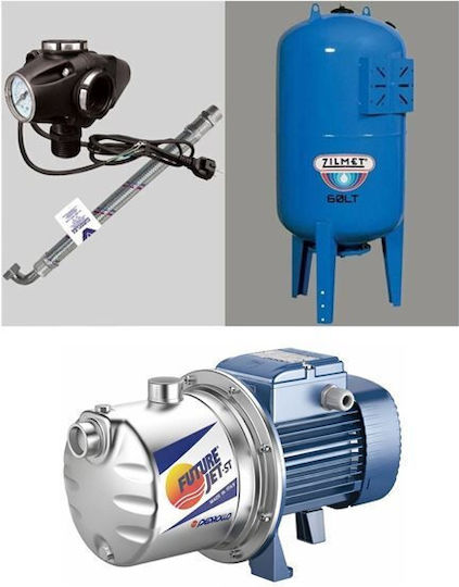 Pedrollo MONTAJ JCRm 2A + Cu o singură fază Pompa de presiune pentru apă cu rezervor Comerț electronic de 60lt litri 1.25hp