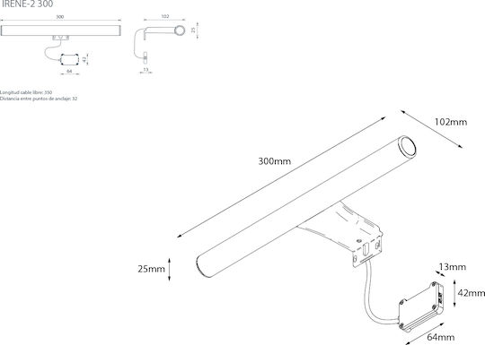 Karag Irene Modern Lamp Wall with Integrated LED and Cool White Light 30cm