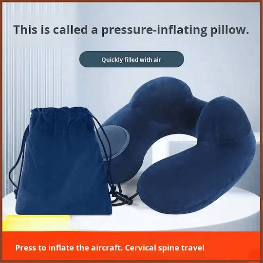 Inflatable Travel Pillow with Carrying Case Blue