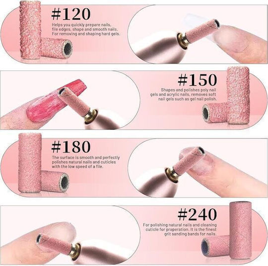 UpLac Wheel Caps And Metal Shaft Manicure 120 Grit 3.1mm 80 Pieces