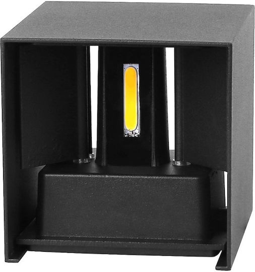 Επιτοίχιο Εξωτερικό Φωτιστικό LED IP65 12W με Θερμό Λευκό Φως Διπλής Δέσμης 10x10εκ.