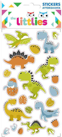 The Littlies Puffy Dinosaur Stickers Green Blue For Children 3+ Years 12 Pieces
