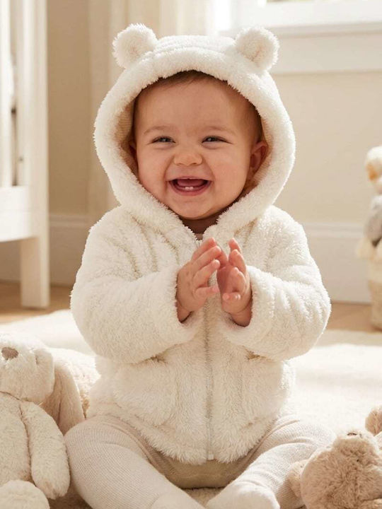 Kinderstrickjacke Pelz mit Kapuze Lichtweiß