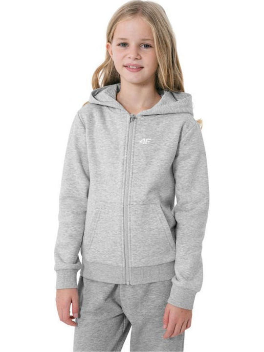 Kids Sweatshirt Cardigan with Hood and Pockets Grey
