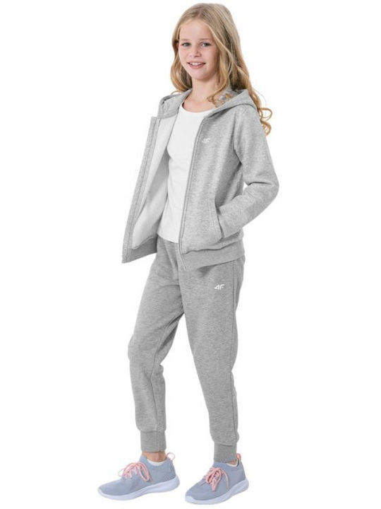 Kids Sweatshirt Cardigan with Hood and Pockets Grey