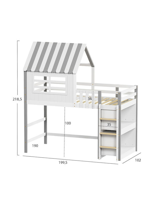 Παιδικό Κρεβάτι Μονό Μπεζ για Στρώμα 90x190cm