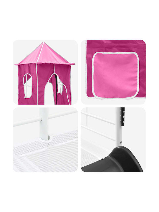 Pat pentru Copii Loft Bed Single Alb pentru Saltea 99.5x200cm