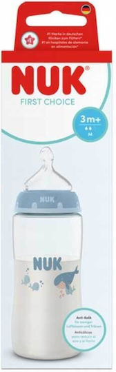 Nuk Plastic Baby Bottle First Choice Anti-Colic with Silicone Nipple for 3+ months Blue Whale 300ml