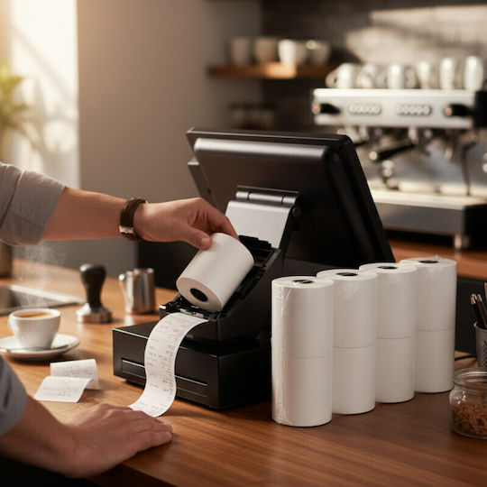 Thermische Kassenrollen Registrierkasse mit Länge 25m 48gr/m² 1Stück