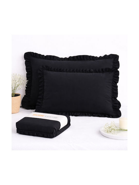 My Home Luxury Pillowcase Set Black 50x70cm.
