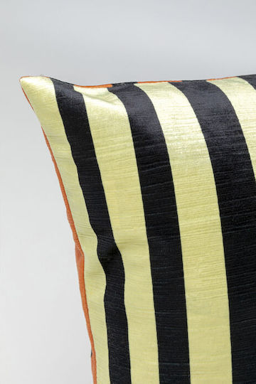Kare Design Μαξιλάρι Stripes Πορτοκαλί/μαύρο/πράσινο 45x45εκ.