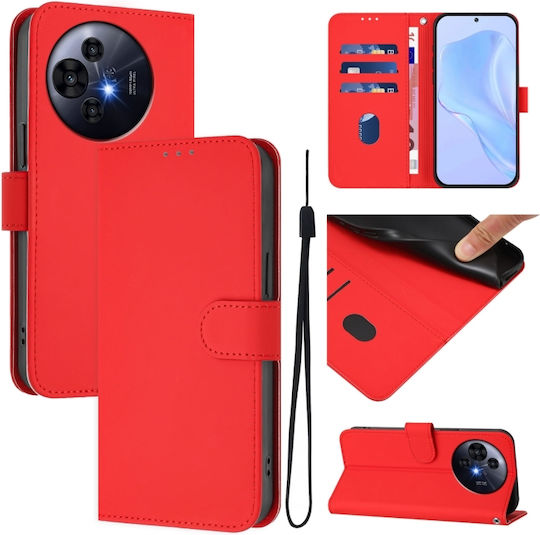Skin Feel Solid Color Wallet Piele Roșu (TCL 50 NXTPAPER 5G / TCL 50 Pro NXTPAPER 5G)
