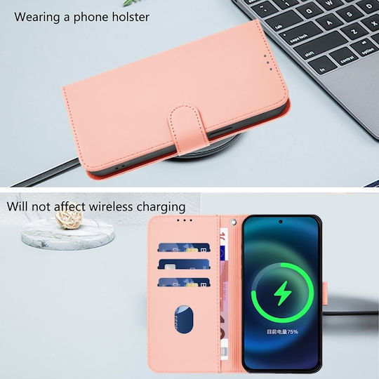 Skin Feel Solid Color Wallet Piele Roz (TCL 50 NXTPAPER 5G / TCL 50 Pro NXTPAPER 5G)