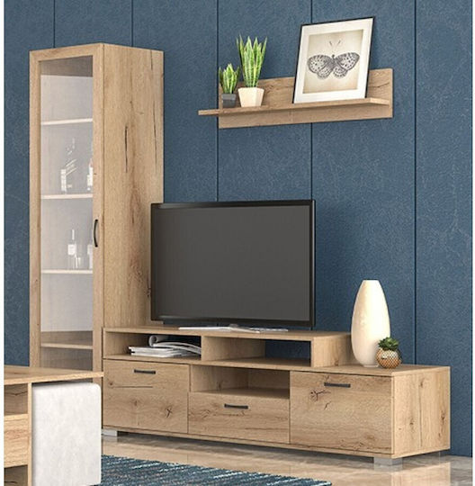 Wohnzimmer TV-Einheit Nr. 29 Latte mit Vitrine M180xB36xH44,5cm