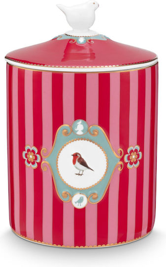 PiP Studio Love Birds General Use Vase with Lid Porcelain Red-Pink 1300ml