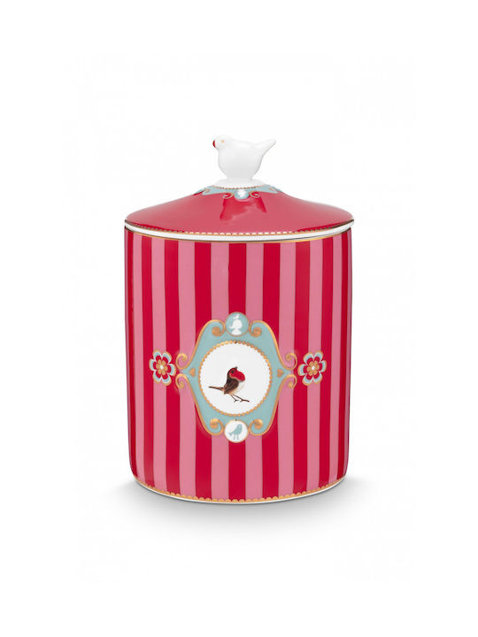 PiP Studio Love Birds General Use Vase with Lid Porcelain Red-Pink 1300ml 1 Piece
