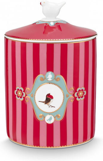 PiP Studio Love Birds General Use Vase with Lid Porcelain Red-Pink 1300ml