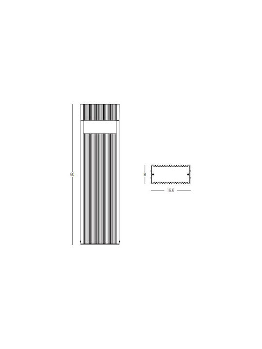 Zambelis Lights Outdoor Floor Lamp Small Post LED 30W with Warm White Light IP65 Black