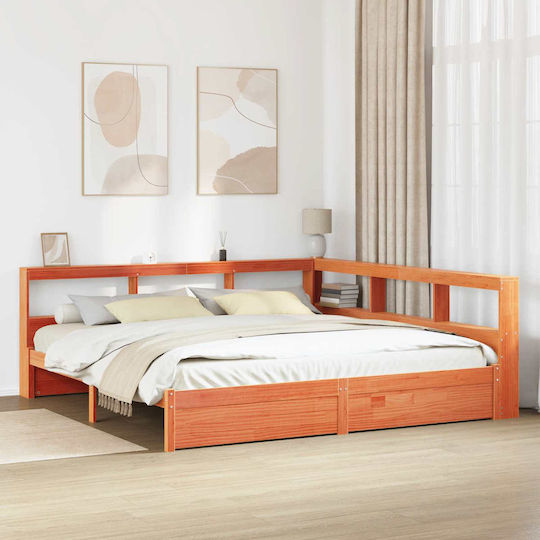 Κρεβάτι King Size για Στρώμα 200x200cm Κερωτό Καφέ Κρεβάτι King Size για Στρώμα 200x200cm Κερωτό Καφέ