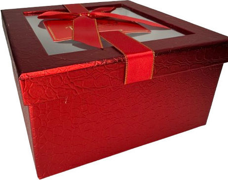 Set Rote Papier Geschenkverpackung mit Fenster und Schleife 3Stücke 6dis48