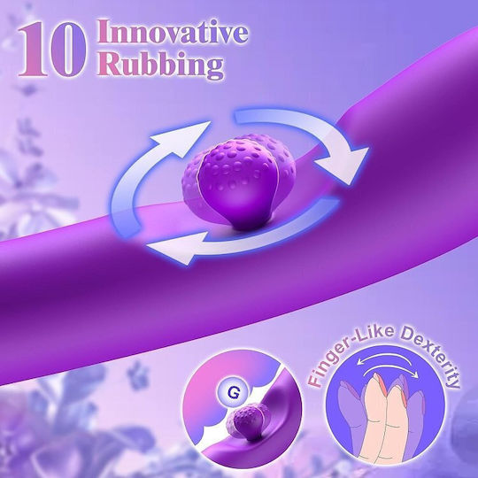 SMD Aurora Rabbit Swinging Silicone Vibrator Вибратор Заек 24см Лилав