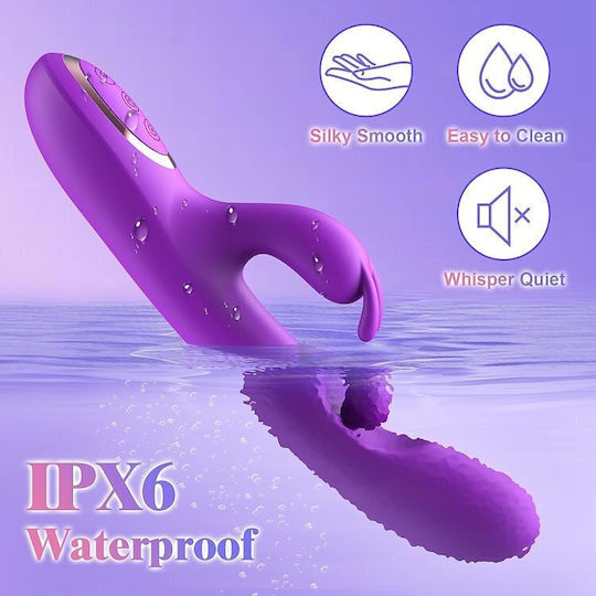 SMD Aurora Rabbit Swinging Silicone Vibrator Вибратор Заек 24см Лилав