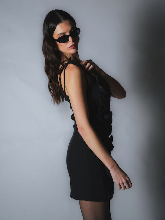 Summer Mini Evening Dress Open Back Black