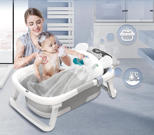 Little Mom Сгъваема Бебешка Вана с термометър Сив