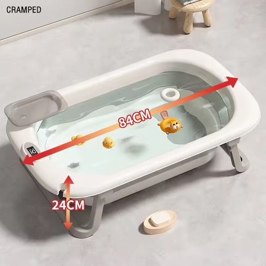 Little Mom Foldable Baby Bath with Thermometer Gray