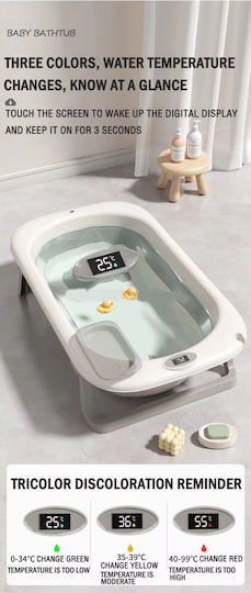 Little Mom Foldable Baby Bath with Thermometer Gray