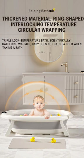 Little Mom Foldable Baby Bath with Thermometer Gray