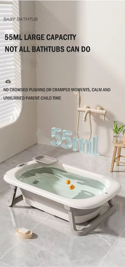 Little Mom Foldable Baby Bath with Thermometer Gray