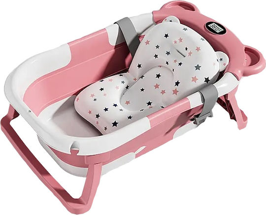 Little Mom Faltbare Babybadewanne mit Thermometer Rosa