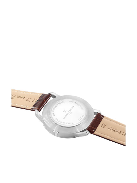Pierre Cardin Ceas Barbatesc 43mm cu Baterie cu Curea din Piele Maro