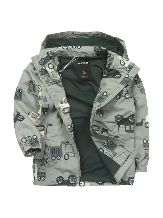 Kids Casual Long Jacket with Hood Chinois Green