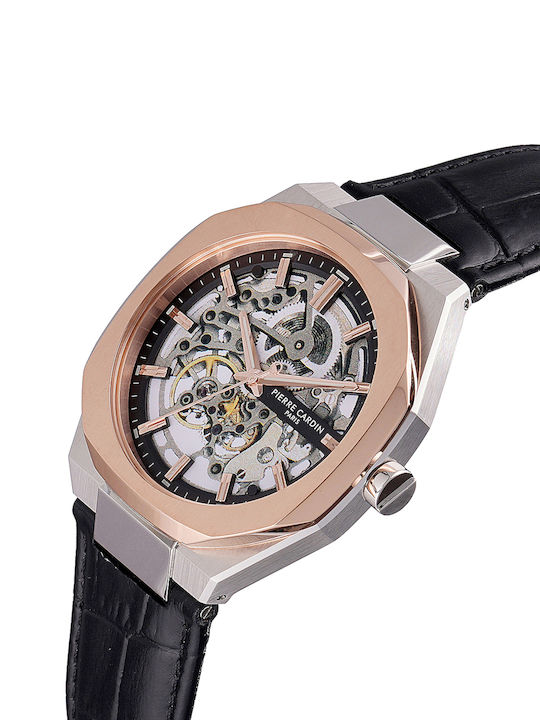 Men's Watch 42mm Battery with Black Leather Strap